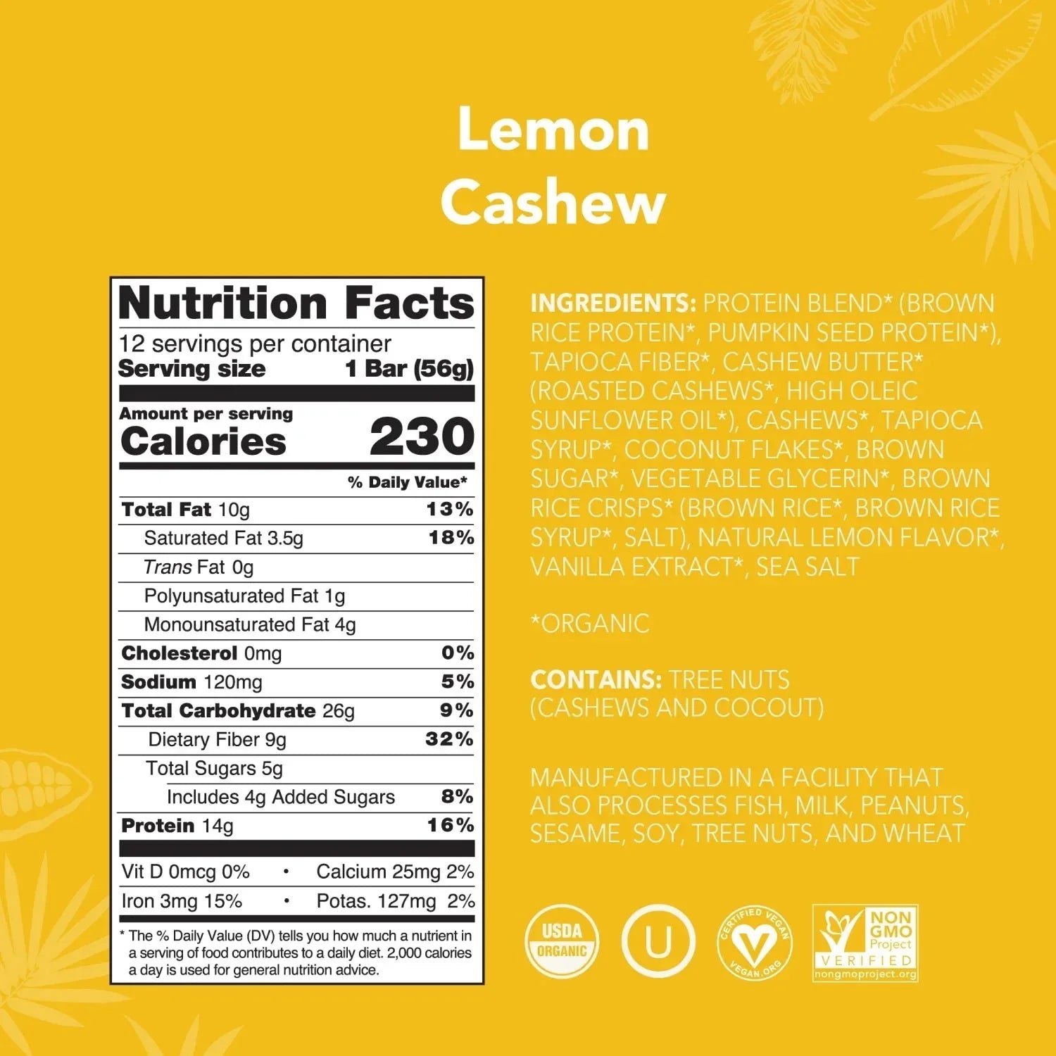 Lemon Cashew - Protein Bars - Plant-Based Fuel for Busy Days