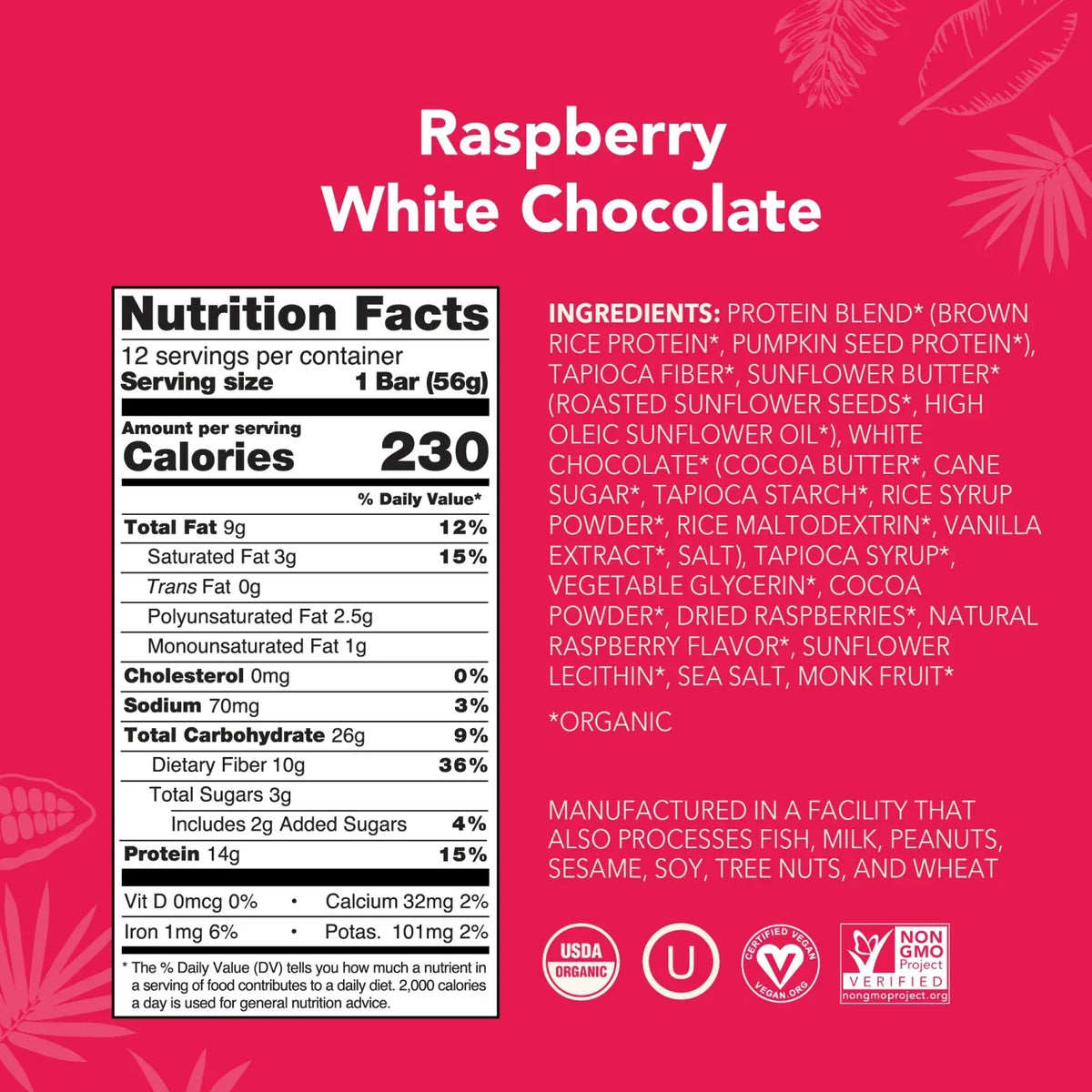 Raspberry White Chocolate - Protein Bars - Clean Energy, Deliciously Made U8