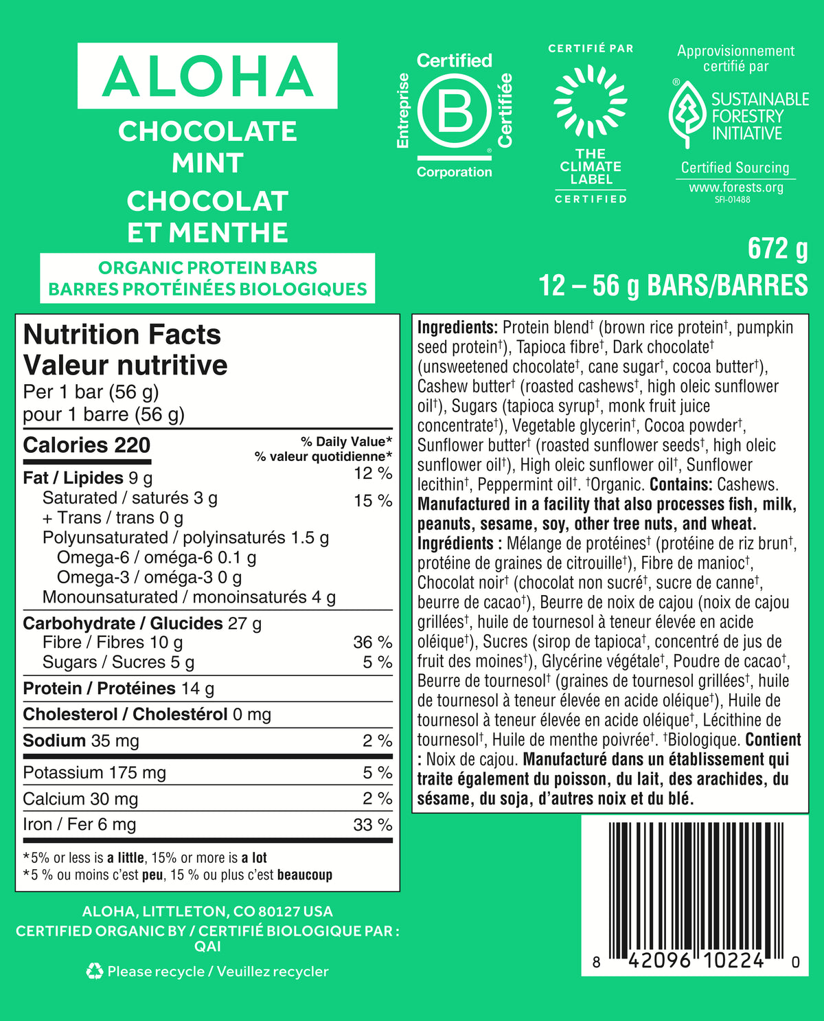 Chocolate Mint - Protein Bars (CAD) - A Better Snack for Every Day J3