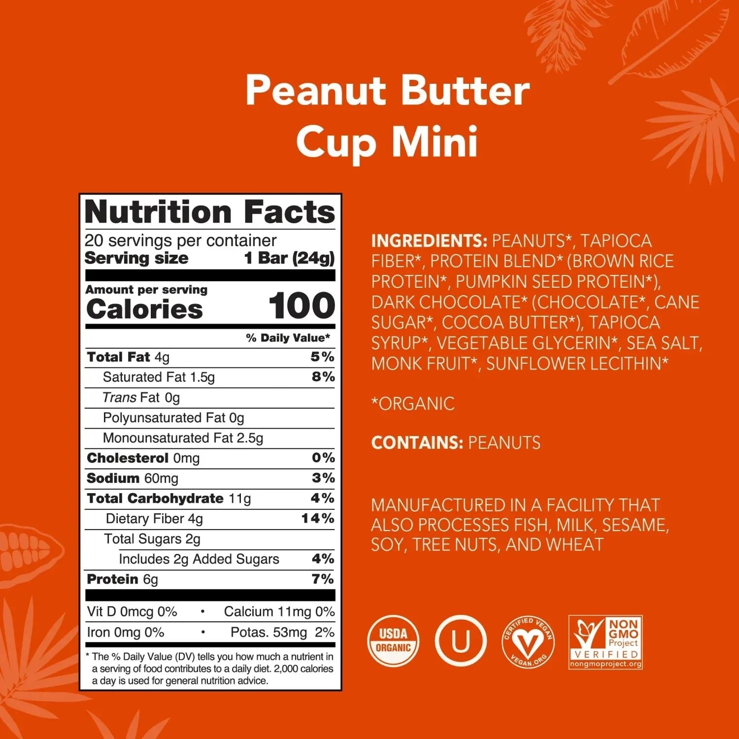Peanut Butter Cup - Mini Bars - Plant-Based Fuel for Busy Days