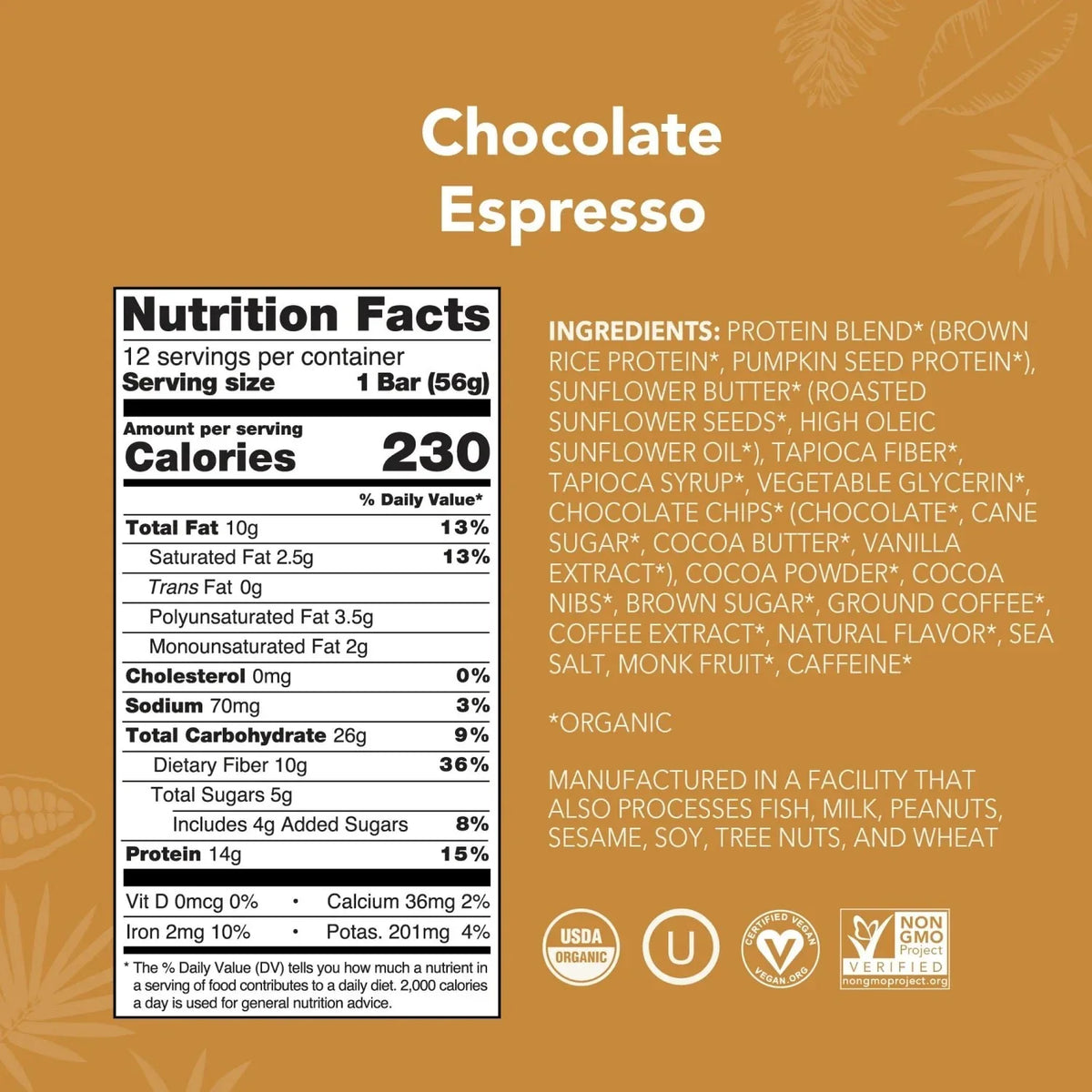 Chocolate Espresso - Protein Bars - Plant-Based Fuel for Busy Days W1
