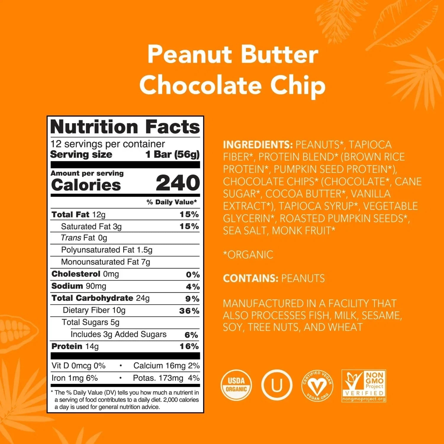 Peanut Butter Chocolate Chip - Protein Bars - Plant-Based Fuel for Busy Days