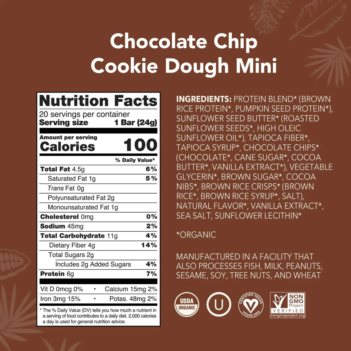 Chocolate Chip Cookie Dough - Mini Bars - Everyday Nutrition Made Delicious D3