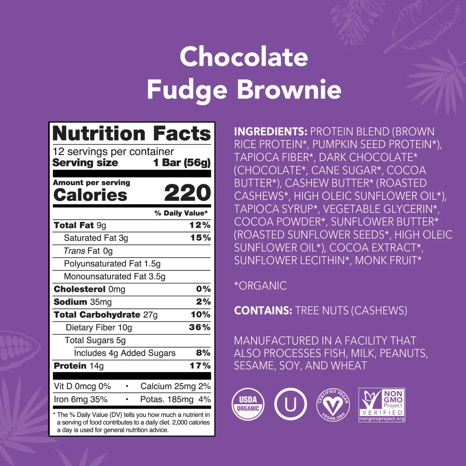 Chocolate Fudge Brownie - Protein Bars - Plant-Based Fuel for Busy Days
