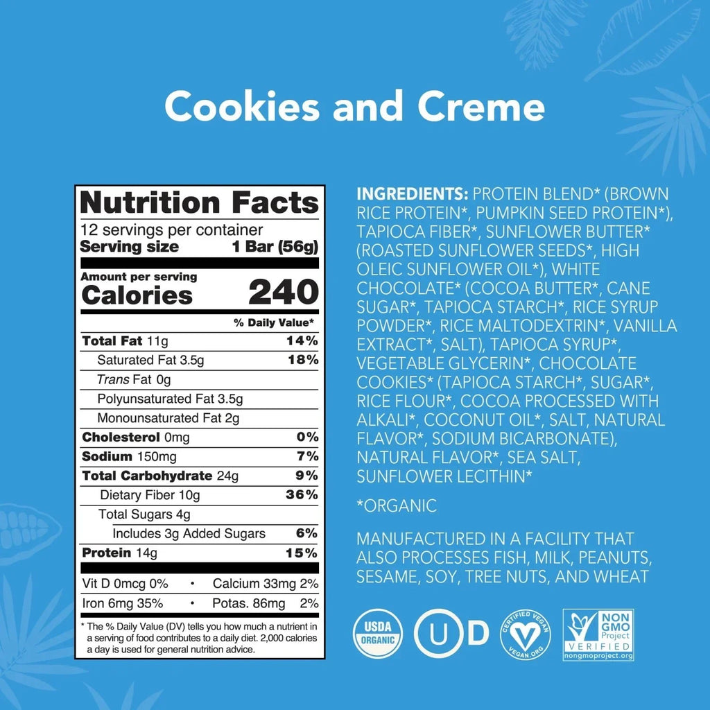 Cookies and Creme - Protein Bars - Everyday Nutrition Made Delicious