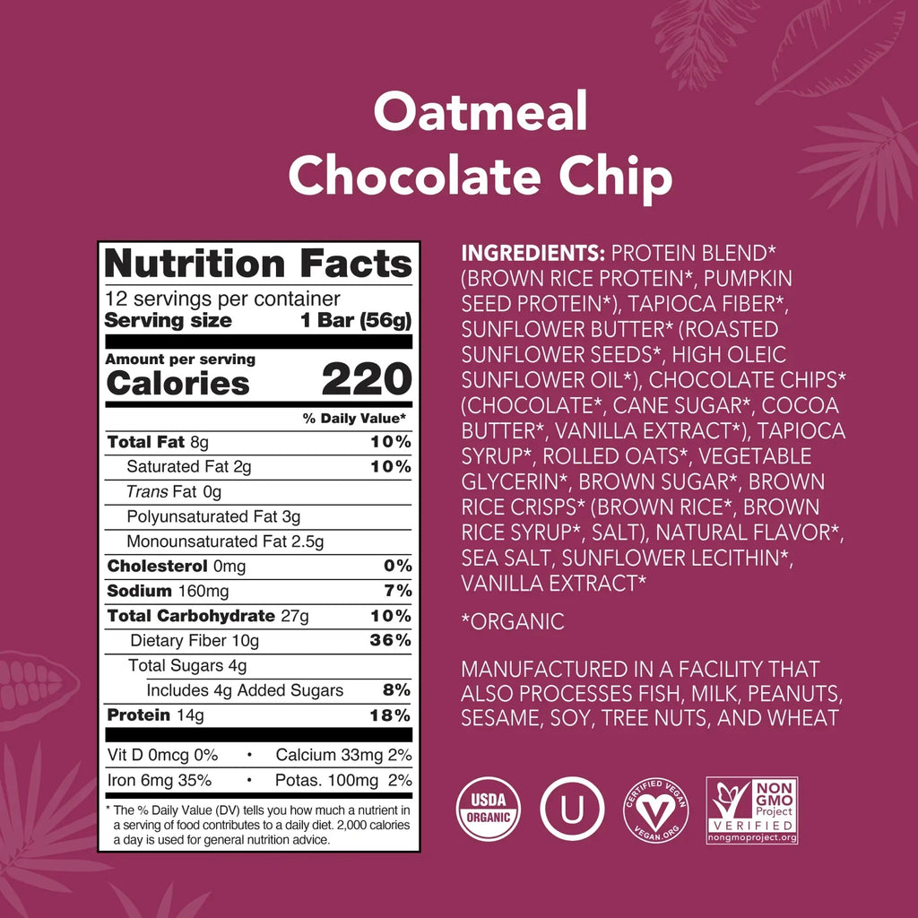 Oatmeal Chocolate Chip - Protein Bars - Everyday Nutrition Made Delicious